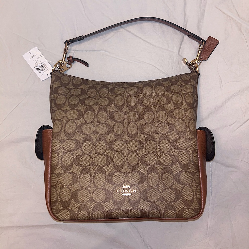 Coach NWT Pennie Khaki Redwood large purse Signature Coated Canvas shoulder bag